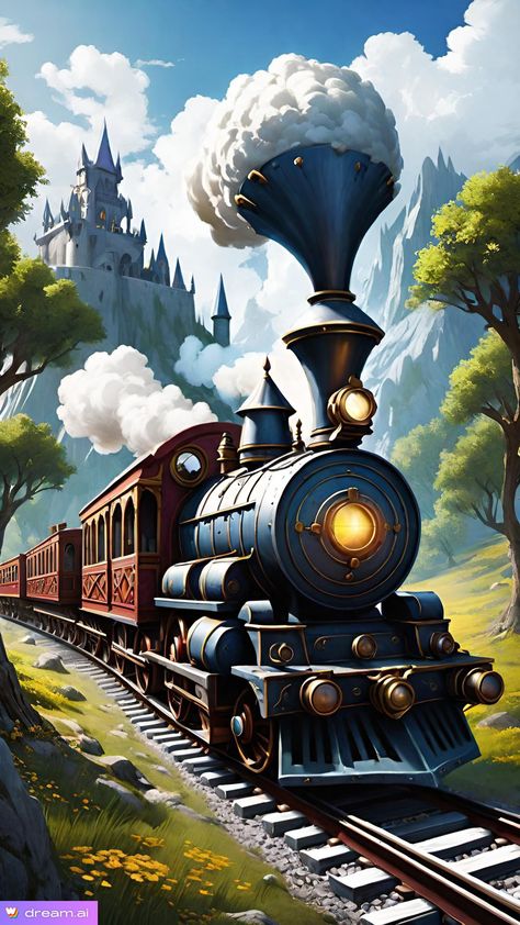 Train Digital Art, Train Conductor Character Design, Train Wallpaper, Train Conductor, Steam Trains Photography, Train Drawing, Watercolor Paintings Nature, Crazy Train, Beautiful Art Pictures