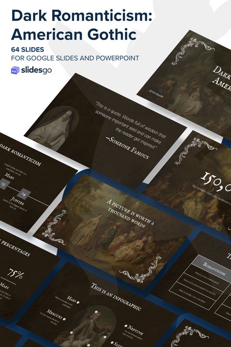 Google Slides Aesthetic, Vintage Powerpoint, Dark Romanticism, Best Presentation Templates, Free Powerpoint Presentations, Free Ppt Template, Presentation Slides Design, Powerpoint Slide Designs, Presentation Design Layout