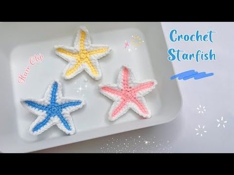 Crochet Starfish Hair Clip ✨| Starfish Amigurumi Tutorial | Móc Kẹp Tóc Sao Biển - YouTube Star Fish Crochet, Starfish Amigurumi, Crochet Starfish, Starfish Hair Clip, Crochet Fish, Crochet Star, Amigurumi Tutorial, Crochet Stars, Hi Guys