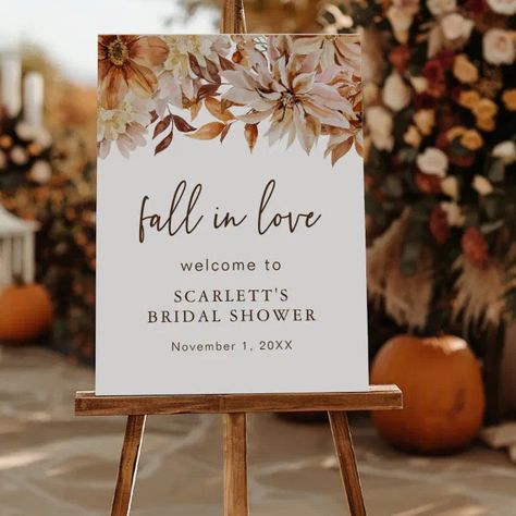 Fall Bridal Shower Welcome Sign | Zazzle Fall In Love Bridal Shower, Autumn Bridal, Bridal Shower Decor, Bridal Shower Cards, Fall Bridal Shower, Bridal Shower Welcome Sign, Shower Welcome Sign, Sign Display, Boho Fall