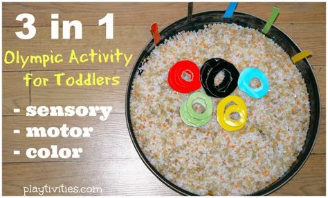 Olympic Sensor Activity Toddlers Will Love Summer Olympics Crafts, Summer Olympics Activities, Preschool Olympics, Olympic Idea, Olympic Crafts, Olympics Activities, Olympic Theme, Olympic Party, Sensory Activities Toddlers