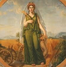 Demeter Greek Goddess, Ceres Goddess, Greek God Costume, Greek Goddess Art, Greek Paintings, Greek Pantheon, Goddess Aesthetic, Roman Gods, Greek And Roman Mythology