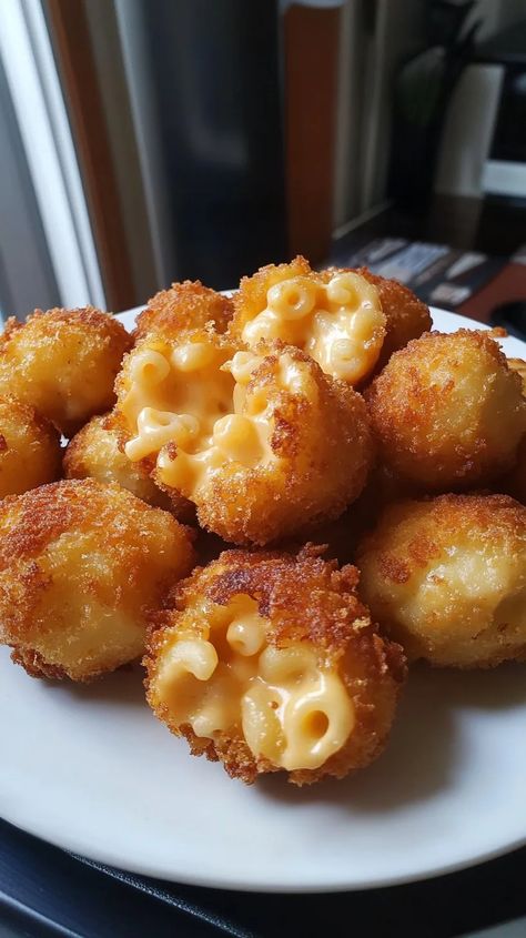 Discover how to make Fried Mac and Cheese Bites with this easy recipe. Perfect for snacks or parties, they're crispy and delicious. Deep Fried Mac And Cheese Balls Recipe, Mac And Cheese Tater Tots, Fried Mac And Cheese Bites Recipe, Mac And Cheese Sticks, Deep Fried Mac And Cheese Bites, Macaroni And Cheese Bites Appetizers, Air Fried Mac And Cheese Bites, Mac And Cheese Bites Baked Mini Muffins, Fried Mac And Cheese Balls Air Fryer