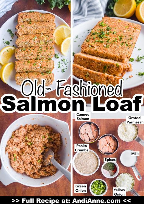 Salmon loaf is a budget-friendly dinner to serve on any busy weeknight. It’s an old fashioned salmon loaf recipe that's inexpensive, healthy, and an easy family favorite. Canned salmon is mixed with parmesan cheese, panko crumbs and spices to create an easy and flavorful salmon loaf that’s baked in the oven. Salmon Loaf With Creamed Peas, Salmon Can Recipes, Salmon Offcuts Recipes, Salmon Loaf Recipes Baked, Tuna Loaf Recipes, What To Do With Canned Salmon, Best Salmon Patties Ever, Salmon Loaf Recipes Canned, Salmon Meatloaf