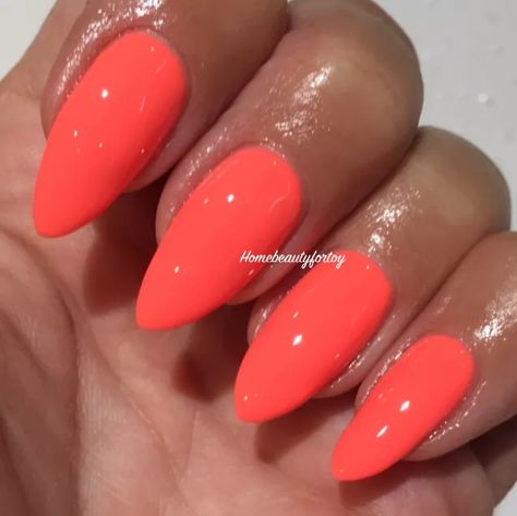 Best 22  neon coral nails you must try this year Nail Designs Coral, Almond Coral Nails, Bright Coral Nails Acrylic, Neon Coral Nails Acrylic, Neon Coral Nails Design, Coral Chrome Nails, Coral Red Nails, Bright Coral Red Nails, Bright Coral Nails