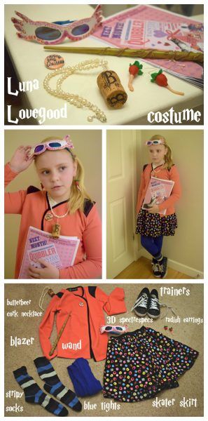 Luna Lovegood Costume - an easy costume to put together for Harry Potter fans. Luna Lovegood Outfits, Luna Lovegood Cosplay, Luna Lovegood Costume, World Book Day Costume, Storybook Character Costumes, Harry Potter Costumes, Diy Harry Potter Crafts, Cumpleaños Harry Potter, Harry Potter Luna Lovegood