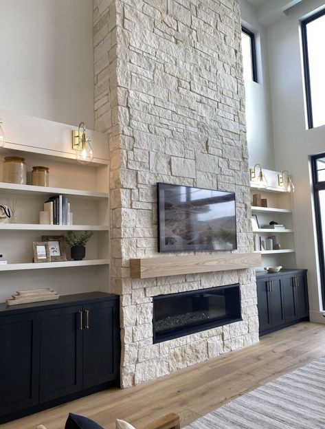 Built In Shelves Living Room, Fireplace Built Ins, Living Room Decor Fireplace, Fireplace Remodel, Home Fireplace, Ideas Living Room, Fireplace Makeover, Living Room Remodel, Room Remodeling