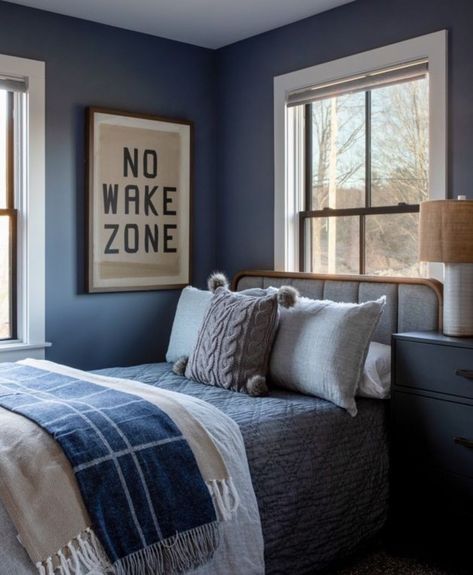 Grey Boys Rooms, Blue Boys Bedroom, Boys Room Blue, No Wake Zone, Sons Room, Blue Headboard, Boys Bedroom Makeover, Blue Dresser, Big Kids Room