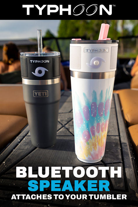 Enhance your outdoor escapades with Typhoon's wireless speaker cup, the must-have audio solution for your tumbler. Compatible with Yeti, BrüMate, Hydro Flask, Tervis, Pure, and more. Waterproof and versatile, it amplifies on-the-go experiences. Enjoy premium sound while sipping your drink. Ideal for camping, hiking, and more. Elevate your journey with Typhoon's portable cup speaker now! Safety Gadgets, Neat Gadgets, Bff Gifts Diy, Must Have Gadgets, Bubble Machine, Geek Gadgets, Wireless Speaker, Hydro Flask, Bff Gifts