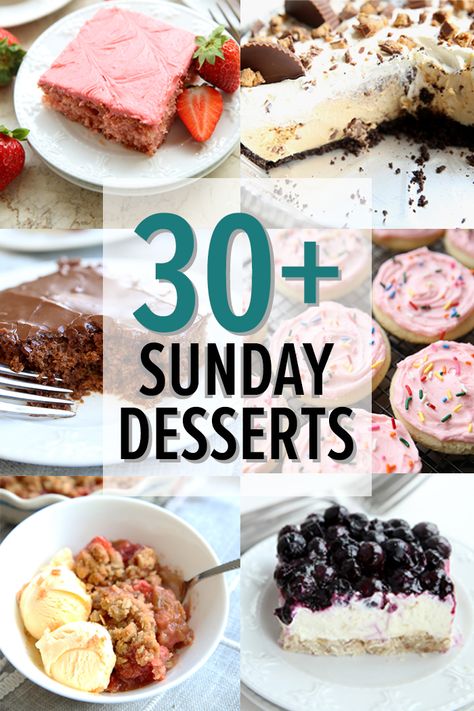 30+ Sunday Desserts ~ https://reallifedinner.com Sunday Dessert Ideas Families, Sunday Dinner Dessert Ideas, Sunday Dessert Ideas, Sunday Desserts, Cream Puff Dessert, Mini Cherry Cheesecakes, Sunday Dessert, Homemade Cake Mixes, Puff Dessert