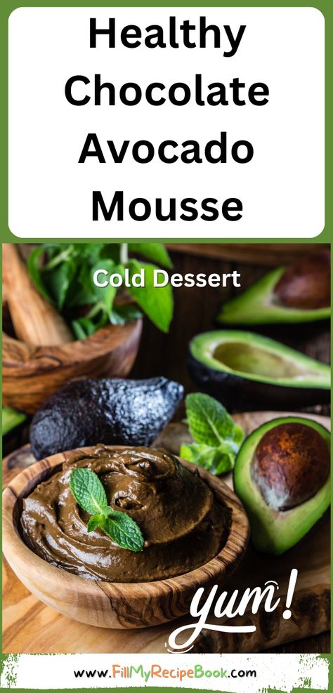 Healthy Chocolate Avocado Mousse recipe. A healthy alternative for a mousse made with coconut milk, cocoa powder, honey as a sweetener. Coconut Chocolate Mousse, Avocado Mousse Recipe, Healthy Cocoa, Chocolate Avocado Mousse, Coconut Mousse, Avocado Dessert, Avocado Mousse, Dessert Healthy, Avocado Chocolate Mousse