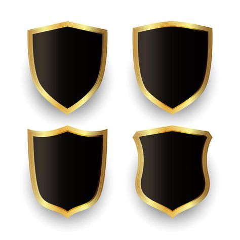 Golden shield set security badges sign a... | Premium Vector #Freepik #vector #background #banner #frame #business Logo Shield Design, Shield File, Sheild Logo Png, Logo Shield, Banner Frame, Rs Logo, Security Badge, Shield Icon, Design Drawings