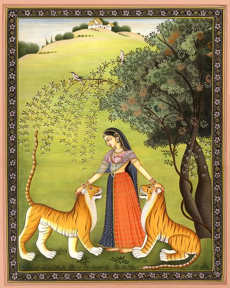 Gods Goddesses, South Asian Art, Mughal Paintings, Pichwai Paintings, Indian Painting, Indian Folk Art, Tiger Art, Indian Paintings, Indian Art Paintings