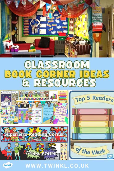 Classroom book corner Ideas & Resources Classroom Reading Corner Ideas, Classroom Book Corner, Book Corner Ideas, Reading Corner Ideas, Classroom Reading Corner, Reading Corner Classroom, Make Reading Fun, Corner Ideas, Book Corner