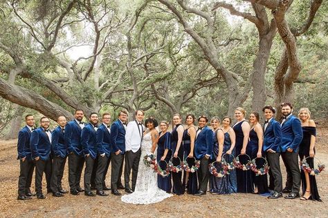 It's increasingly common for couples to mix the genders on both sides of their wedding parties, meaning adding groomswomen and bridesmen and we are so into this change! In this blog we give lots of examples and ideas on how to dress your wedding party with guys and girls being on both the bride and Bridal Party Blue, Navy Groomsmen Suits, Navy Groomsmen, Groomsmen Party, Black Suit Dress, Wedding Parties Colors, Tuxedo Women, Wedding Party Outfits, Bridesmaid Attire