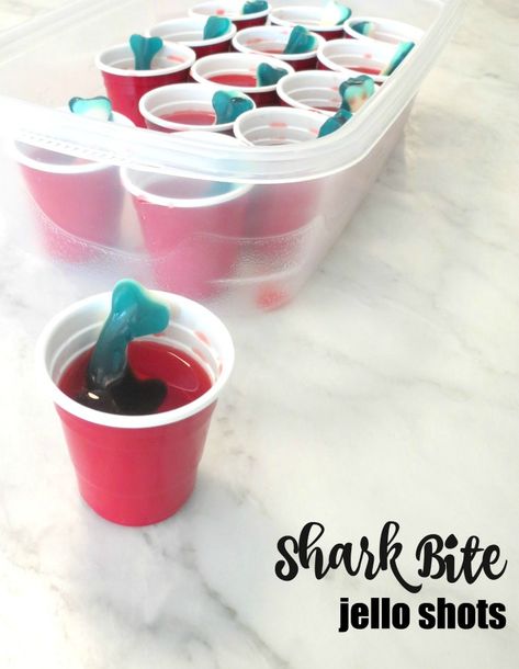 Shark Week Food, Liquor Lollipops, Week Snacks, Shark Week Recipes, Jaws Party, Jello Pudding Shots, Crawfish Party, Lake Weekend, Shark Week Party