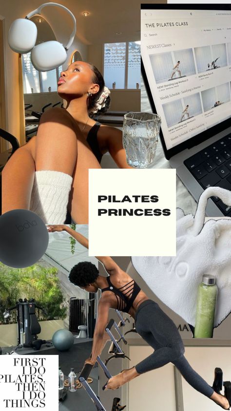 Pilates Princess mood board collage wallpaper #blackswanaesthetic #pilatesprincess #pilatesaesthetic Princess Mood Board, Mood Board Collage, Board Collage, Princess Wallpaper, Collage Wallpaper, Pilates Princess, New Class, Leg Workout, Pilates