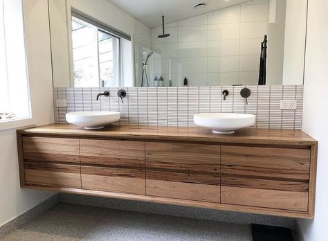 Bathroom Vanity Floating, Large Bathroom Design, Vanity Floating, Timber Bathroom Vanities, Recycled Timber Furniture, Wormy Chestnut, Timber Vanity, Timber Shelves, Recycle Timber