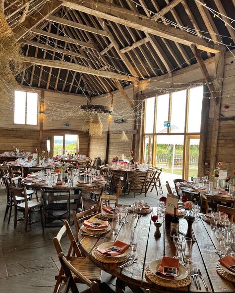 Timber Rounds Wedding, Wedding Venue Round Tables, Woodend Sanctuary Wedding, Barn Event Center, Cripps Barn Wedding, Round Tables, Barn Wedding Venue, Wooden Wedding, Boho Vibe