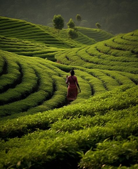 Artistic photo capturing the delicate interplay of sunlight and the silhouettes of tea leaves, creating a mesmerizing pattern in the tea field. Tea Field, Tea Diffuser, Field Photography, Asian Tea, Leaf Silhouette, Tea Culture, Visual Poetry, Fields Photography, Female Poses