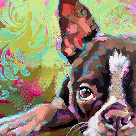 Ali Kay Art, Funky Artwork, Ali Kay, Inspiration Artwork, Acrylic Ideas, Inspirational Artwork, Drawing Board, Dog Paintings, Painting Illustration