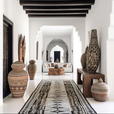 Black White Interior Design, Mexican Interior Design, African Interior Design, Africa Art Design, African House, African Inspired Decor, African Interior, African Artwork, Modern Villa Design