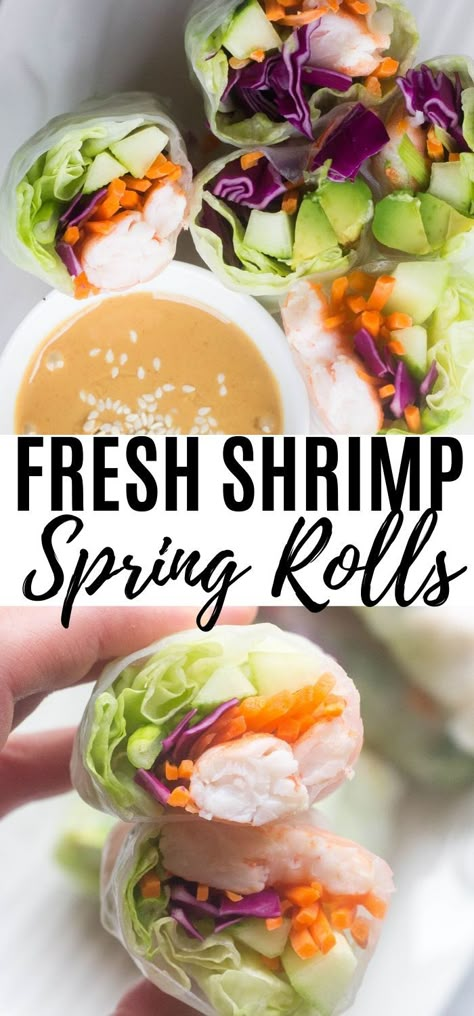 Shrimp Spring Rolls, Fresh Shrimp, Shrimp Rolls, Fresh Spring Rolls, Spring Roll Recipe, Seafood Appetizers, Spring Rolls, Asian Dishes, Shrimp Recipes