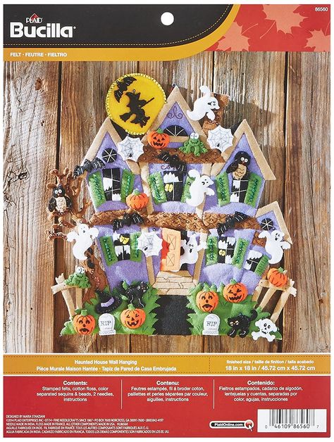 Countdown Calendar Ideas, Bucilla Felt Kits, Fidgets Diy, Halloween Wall Hanging, Applique Wall Hanging, Felt Wall Hanging, Haunted House Halloween, Autumn Holiday, Halloween Kit