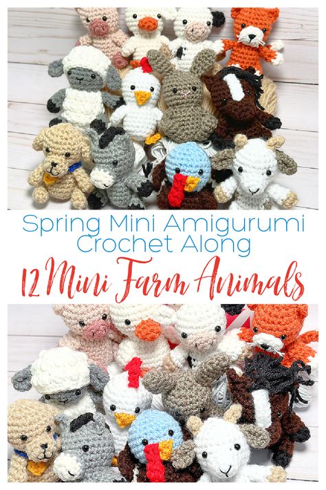 Mini Farm Animals, Crochet Farm Animals, Mini Amigurumi, Crochet Toys Free, Crochet Keychain Pattern, Crochet Animals Free Patterns, Mini Farm, Crochet Design Pattern, Crochet Amigurumi Free Patterns