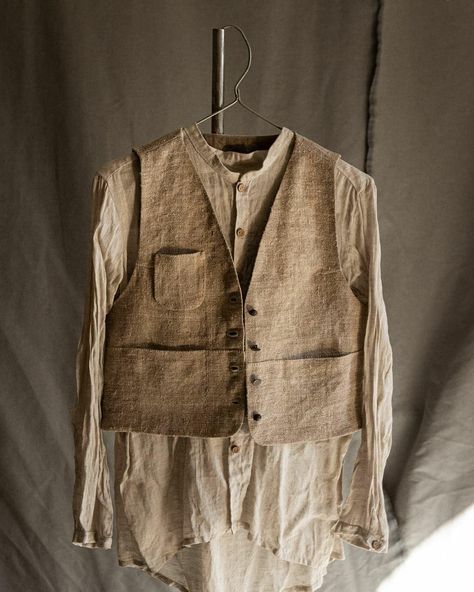 Kinzzza on Instagram: “We just finished with a new waistcoat called HERITAGE, will be listed tomorrow or day after - but can't wait to show. It took a few months…” Victorian Shirt, Women's Waistcoat, Beige Shades, Womens Waistcoat, Linen Vest, Raw Color, Visible Stitching, Linen Gauze, Linen Pajamas