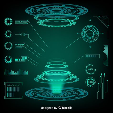 Futuristic hologram infographic element ... | Free Vector #Freepik #freevector #freeinfographic #freeabstract #freetechnology #freecircle Futuristic Hologram, Futuristic Infographic, Futuristic Hud, Cyberpunk Design, Spaceship Interior, Data Visualization Design, Vector Infographic, Technology Wallpaper, 카드 디자인