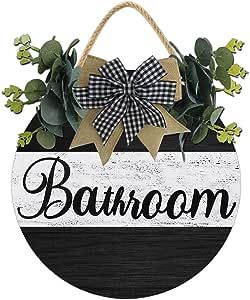 Amazon.com: Sokomurg Bath Sign For Bathroom Door,Rustic Round Wooden Wreath,Funny Bathroom Signs For Door,Farmhouse Bathroom Signs Decor 12 Inch : Home & Kitchen Signs For Door, Sign For Bathroom, Farmhouse Bathroom Signs, Bath Sign, Wooden Wreath, Door Farmhouse, Signs Decor, Funny Bathroom Signs, Bathroom Door