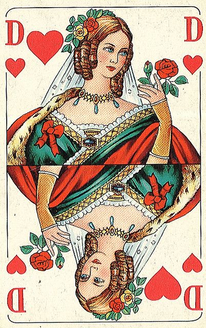 Queen of Hearts German Card Card Queen, Queen Of Hearts Card, Hearts Playing Cards, Play Cards, Playing Cards Art, The Queen Of Hearts, Playing Cards Design, Vintage Playing Cards, Poker Face