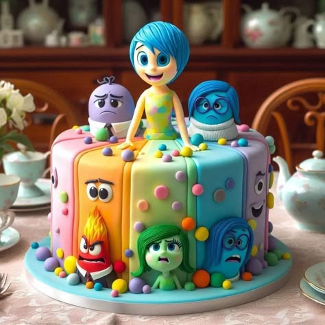 Inside Out 2 Cake Ideas, Inside Out 2 Birthday Cake, Inside Out Birthday Party Decorations, Disney Characters Cake, Inside Out 2 Party Ideas, Inside Out 2 Cake, Inside Out Birthday Cake, Inside Out Birthday Party Ideas, Inside Out Cake Ideas