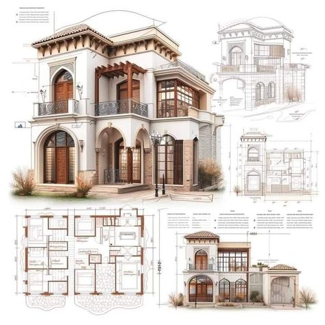 Spanish Houses Architecture, Moroccan House Plan, Spanish Facade, Wall Paint Bedroom, Bedroom Ideas Bedding, Decor Inspo Bedroom, Cozy Bedroom Makeover, Bed Bedroom Ideas, Spanish Style House Plans