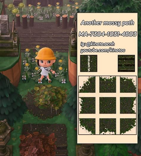 Kinoto on Instagram: “Another mossy path 💕 #acnhdesigns #animalcrossing #acnhidea #animalcrossingnewhorizons #crossingcreations #animalcrossingdesigns…” Dark Path Code Acnh, Dark Forest Path Acnh, Acnh Graveyard Codes, Acnh Witch Forest Codes, Twilight Acnh Codes, Mossy Path Acnh, Animal Crossing Mossy Path, Acnh Mossy Stone Paths, Road Path Acnh