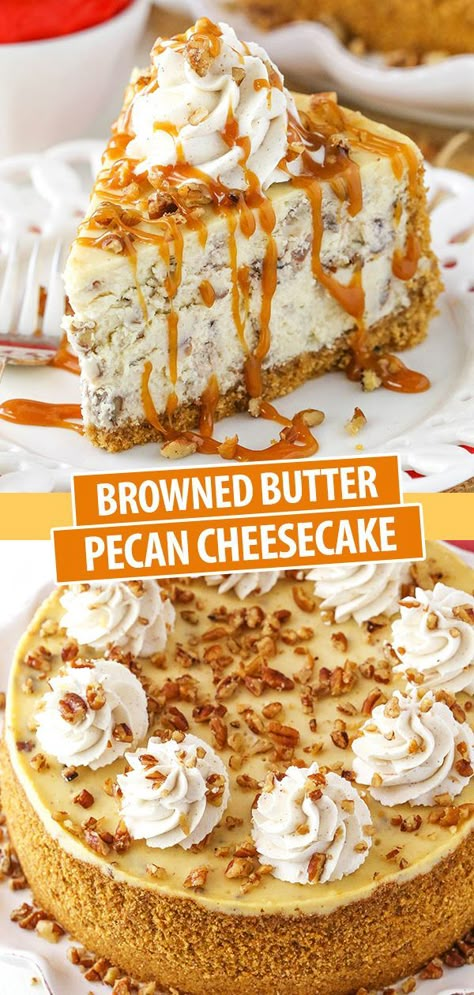 Butter Pecan Cheesecake Recipe, Pecan Cheesecake Recipes, Butter Pecan Cheesecake, Fall Dessert Recipes Easy, Pecan Cheesecake, Homemade Cheesecake, Fall Desserts Easy, Slow Cooker Desserts, Easy Cheesecake Recipes