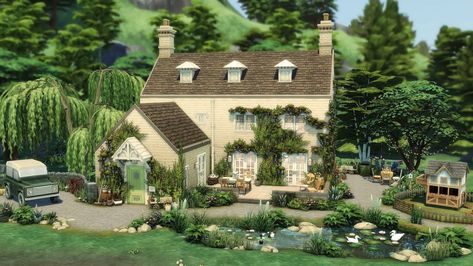 Cottage Sims 4, Sims 4 Cottage Living, No Cc Sims, Cottage Core Garden, Sims 4 Cottage, Cottage Core Home, Cottage Backyard, British Cottage, Sims 4 Speed Build