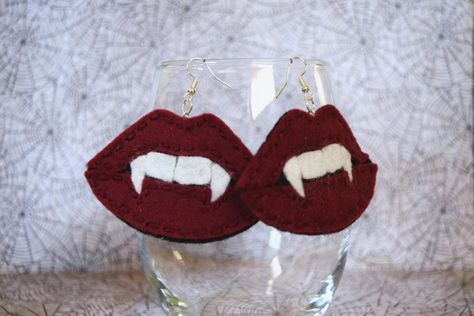 They're now available in my shop 🧛🏻 • • • • #vampirelips #vampirefangs #feltearrings #handmadewithlove #cuteearringshop #earringsforyou #funearringsforfunpeople #smallbizlove #vampcore #cuteearringshop Lip Earrings, Felt Earrings, Felted Earrings, Vampire Lips, Cute Tooth, Vampire Fangs, Deep Maroon, Maroon Red, Cute Earrings