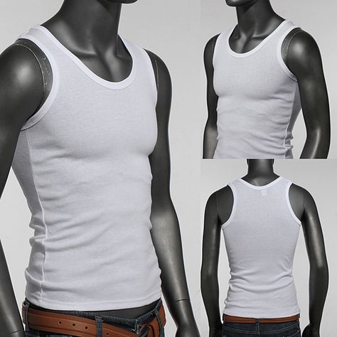 Sleeveless Shirt Mens Aesthetic, White Tank Top Outfit Men, Mens Tank Top Outfits, White Tank Top Men, Tank Top Male, White Tank Top Outfit, White Tank Tops, White Vest Top, Mens Bodysuit