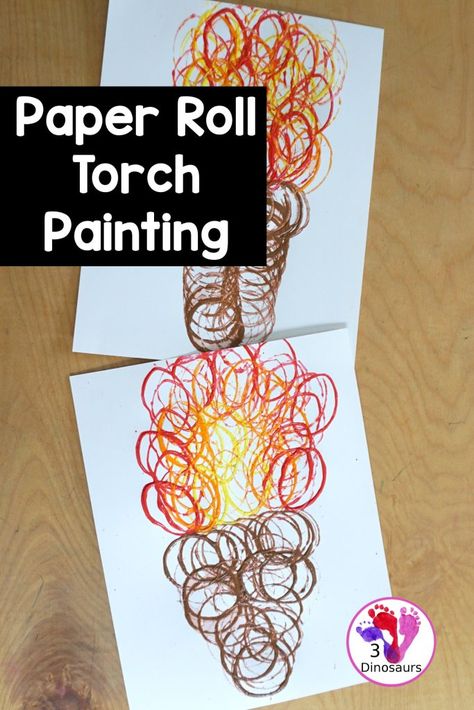 Paper Roll Torch Painting For the Olympics Olympic Crafts For Kids, Olympic Activities For Kids, Magic Tree House Activities, Olympic Games For Kids, Dot Marker Printables, Olympic Crafts, Olympics Activities, 3 Dinosaurs, Olympic Theme