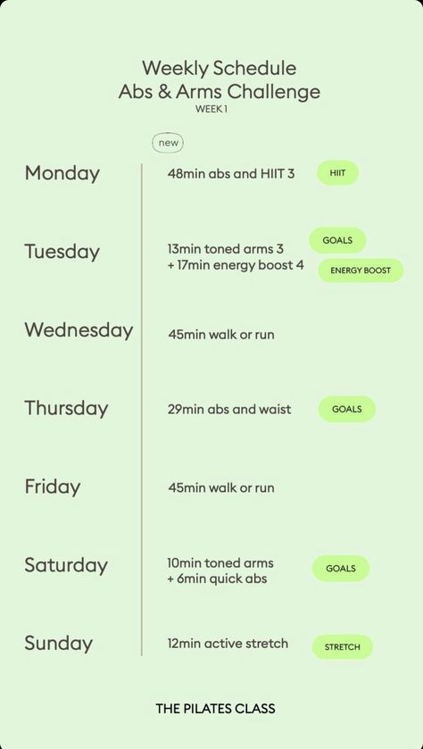 Pilates Schedule, Lidia Mera, Quick Abs, Arm Challenge, Toned Arms, Weekly Schedule, Class Schedule, 2024 Vision, Boost Energy