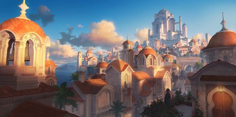 ArtStation - Seaside Town, Wu Hao Town Architecture, Environment Props, Planets Wallpaper, Creature Artwork, Location Inspiration, My Fantasy World, Seaside Town, Fantasy City, Fantasy Setting