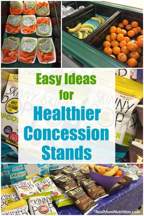 Ideas for Healthier Concession Stands That Benefit Kids and Parents (And Still Make Money!) #realmomnutrition #concessionstands #sportssnacks #snacksforkids #healthykids Healthy Snack Bar Ideas Party, High School Snack Bar Ideas, Pto Concession Stand, Healthy Concession Stand Food Ideas, Fundraiser Food Ideas Concession Stands, Sports Tournament Food Ideas, Healthy Team Snacks, Canteen Food Ideas, Easy Concession Stand Food Ideas Fun