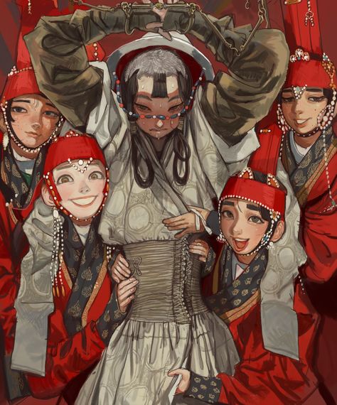 Mongolian Clothing, Rosé Sister, Film Red, Women Gathering, Manga Artist, Fantasy Inspiration, Fantasy Clothing, Mongolia, Cute Characters