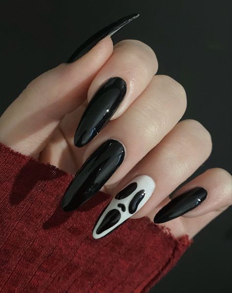 Xl Goth Nails, Nail Art Designs At Home, Fun Halloween Nails, Paznokcie Hello Kitty, Horror Nails, Halloween Nails Easy, Goth Nails, Grunge Nails, Nagel Inspo