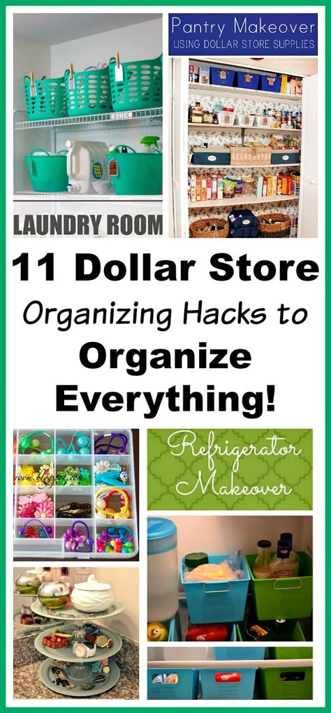 Awesome DIY Dollar Store Organizing Hacks! Organizing your home doesn't have to cost a fortune! Check out these 11 inexpensive dollar store organizing hacks to organize everything! | organizing tips, organizing tricks, home organization, cheap organizing ideas, inexpensive organizing ideas Cheap Organizing Ideas, Refrigerator Makeover, Cleaning Schedules, Vet Office, Cheap Organization, Organize Everything, Diy Organizer, Dollar Store Diy Organization, Pantry Makeover