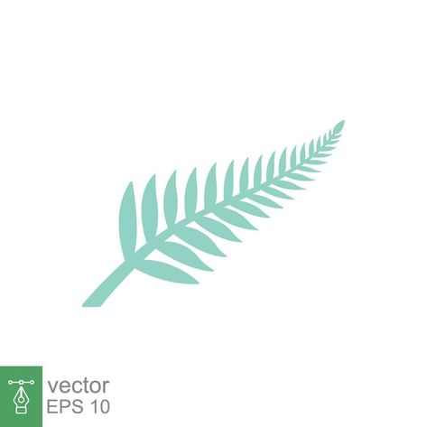 Fern icon. Simple flat style. Leaf, logo, nz, kiwi, maori, silhouette, bird, sign, new zealand symbol concept design. Vector illustration isolated on white background. EPS 10 New Zealand Symbols, Fern Logo, Fern Illustration, Leaf Logo, Flat Style, Design Vector, Fashion Flats, 10k Gold, Kiwi