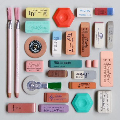 "Anyone who has never made a mistake has never tried anything new' (Albert Einstein) - Happy Eraser Day! Things Organized Neatly, Journal Therapy, Koh I Noor, Beautiful Objects, Pens And Pencils, Vintage Office, Stationery Shop, Cute Stationery, Good Enough