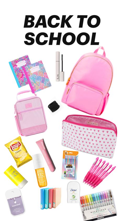 School Supplies 5th Grade, Middle School Supplies, School Backpack Essentials, Preppy School Supplies, School Suplies, School Bag Essentials, Backpack Essentials, Cute School Stationary, Preppy School